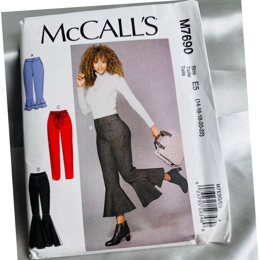 Uncut McCall's M7690 Misses Pants Sewing Pattern Size 14-22 Flounce Hem Easy